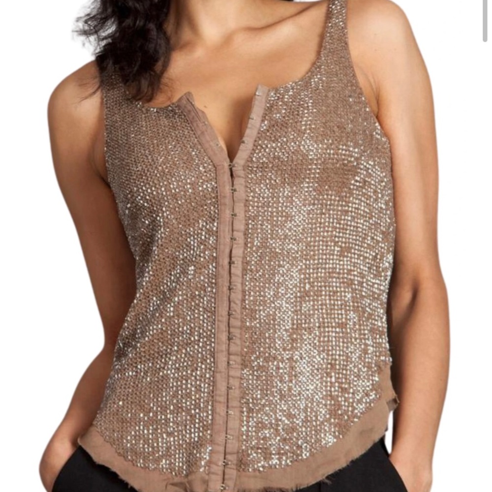 Silk and Sequin Hook and Eye XS Tank Top.